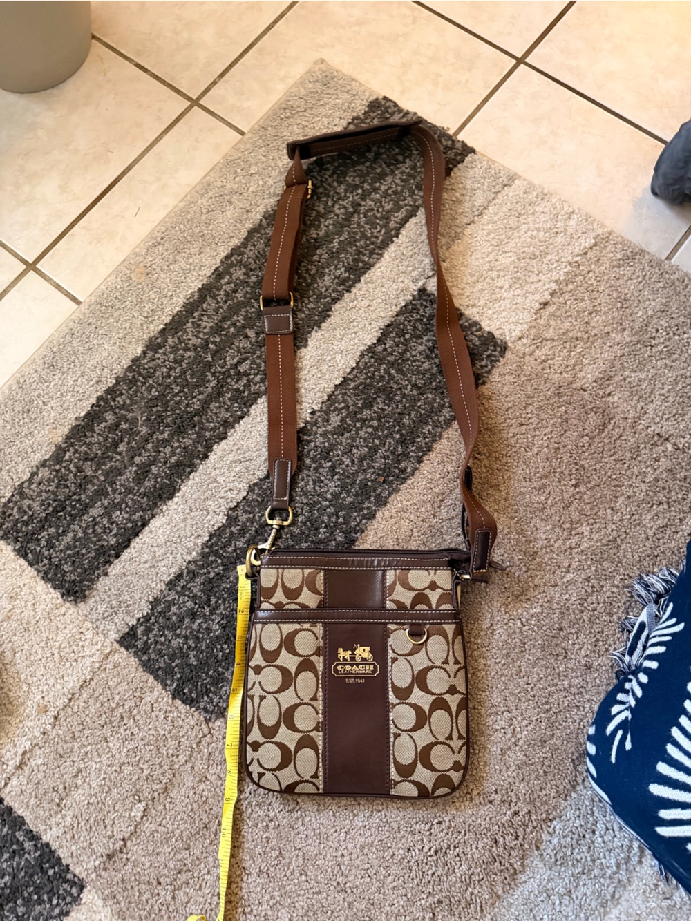 Coach Brown Signature Canvas Messenger Crossbody with Leather Trim